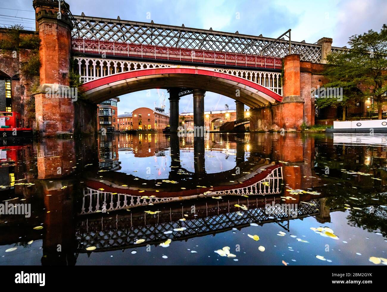 Die Merchants` Brücke über den bridgewater Kanal in castlefield, Manchester, Großbritannien Stockfoto